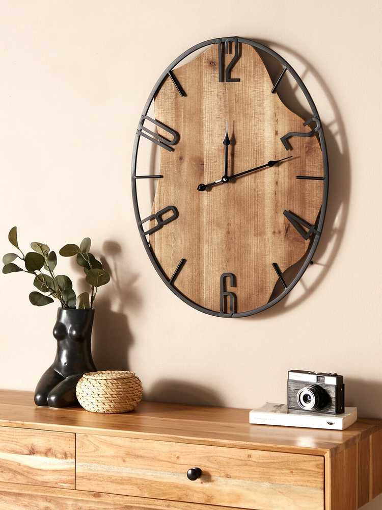Beliani Sieninis laikrodis MEYNES 46 cm metalinis juodas