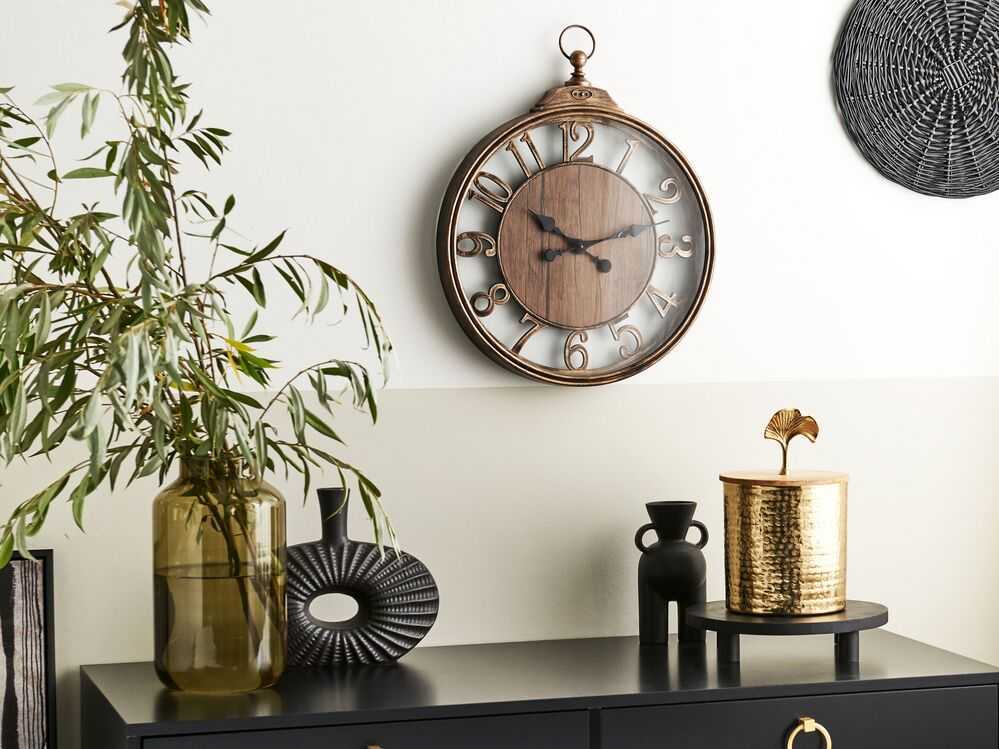 Beliani Sieninis laikrodis ALCOBA 40 cm rudas