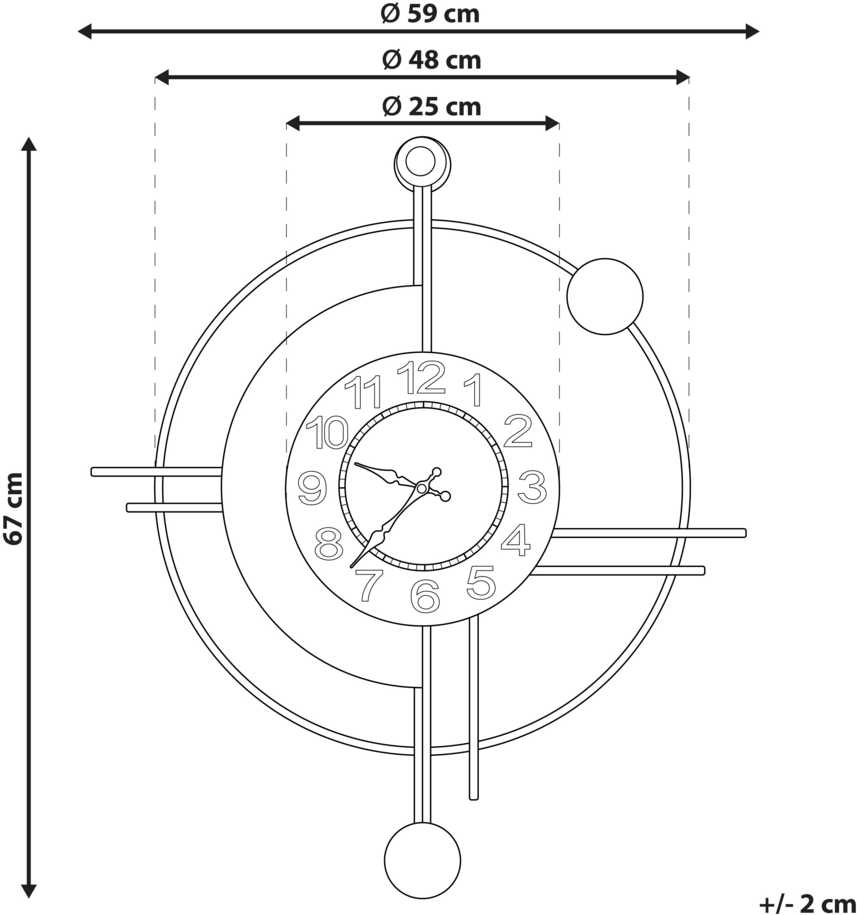 Beliani Sieninis laikrodis ALLOGNY 59 cm metalinis auksinis