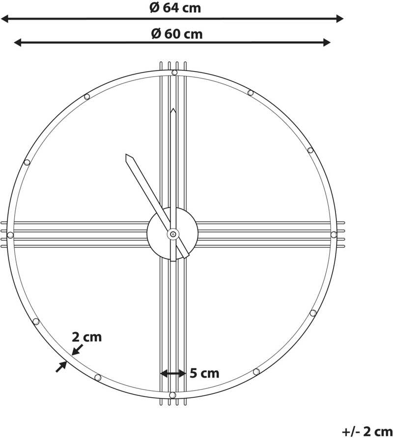 Beliani Sieninis laikrodis ASCONA 64 cm metalinis auksinis