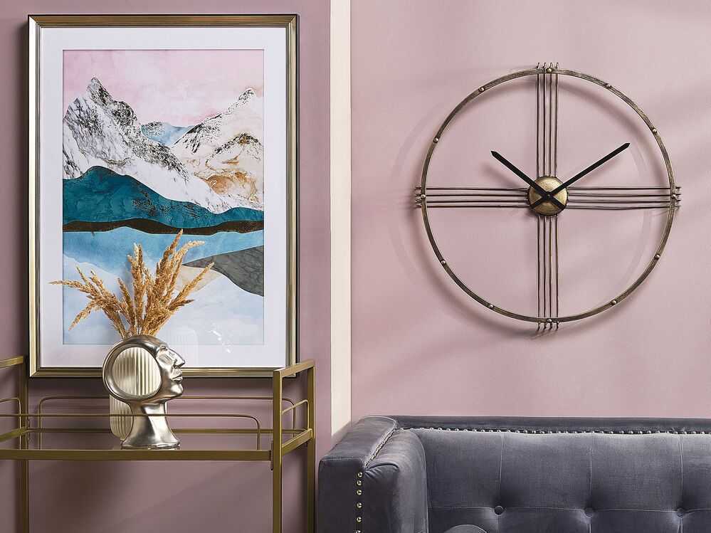 Beliani Sieninis laikrodis ASCONA 64 cm metalinis auksinis