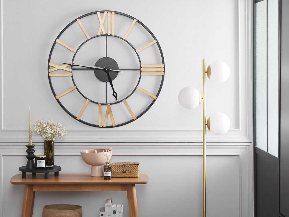 Beliani Sieninis laikrodis VALSOT 80 cm metalinis auksinis