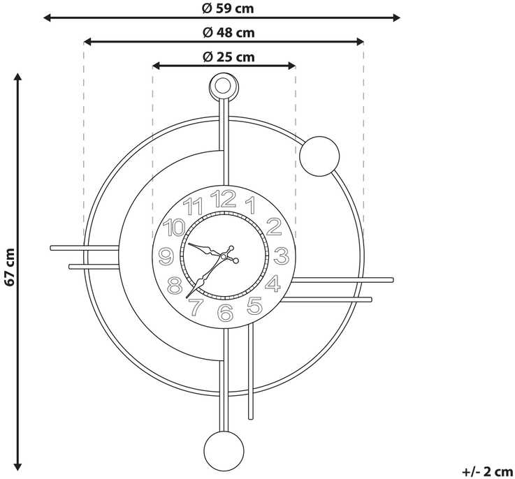 Beliani Sieninis laikrodis ALLOGNY 59 cm metalinis auksinis