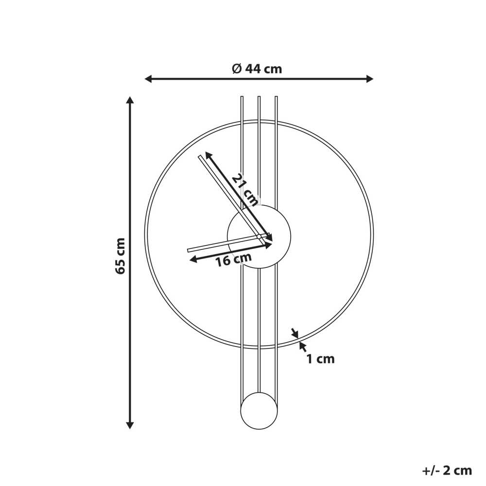 Beliani Sieninis laikrodis ANNIVIERS 44 cm metalinis juodas