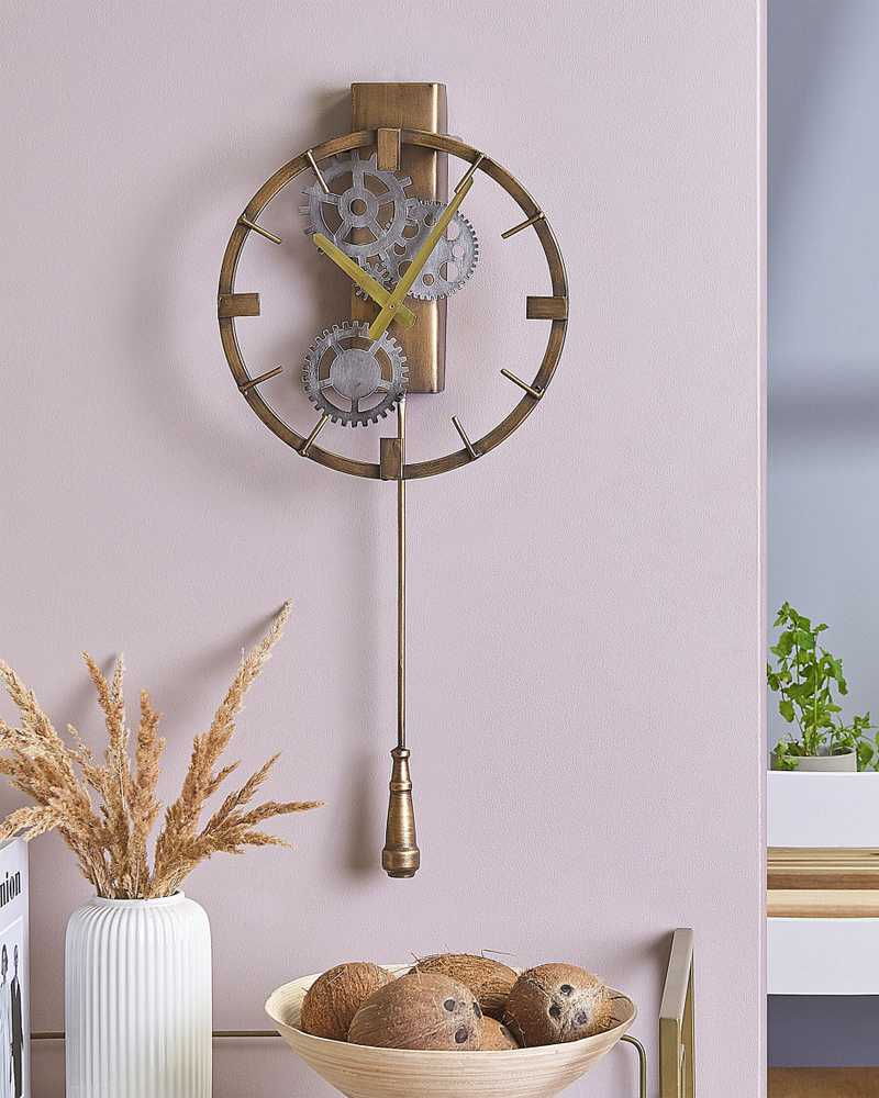 Beliani Sieninis laikrodis MARCOTE 30 cm metalinis auksinis