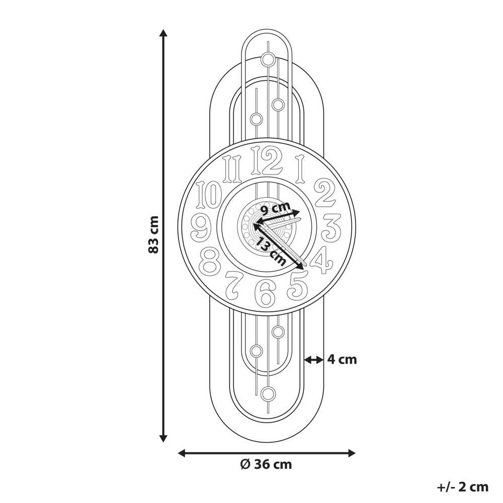Beliani Sieninis laikrodis NOBELIUM 36 cm metalinis auksinis