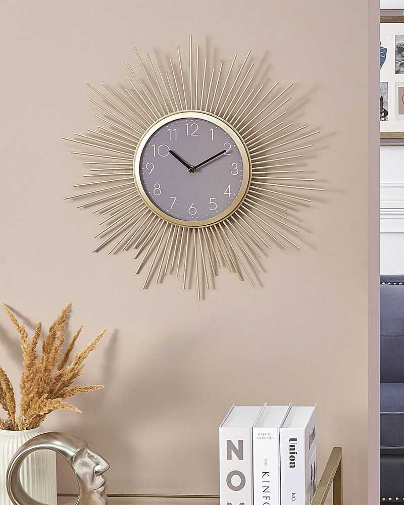 Beliani Sieninis laikrodis SOLURA 45 cm, metalinis, auksinis