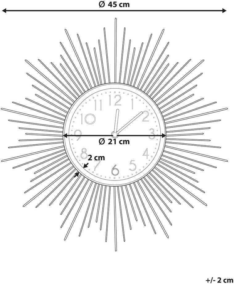 Beliani Sieninis laikrodis SOLURA 45 cm, metalinis, auksinis