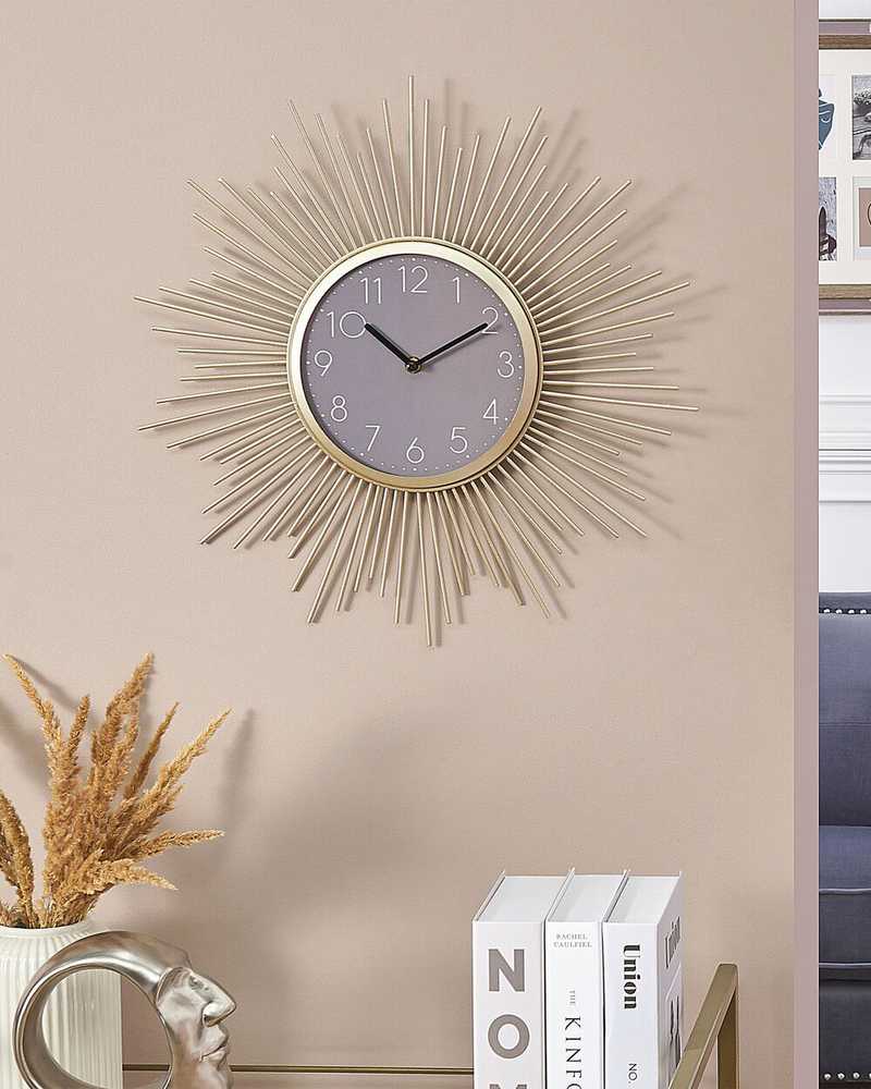 Beliani Sieninis laikrodis SOLURA 45 cm, metalinis, auksinis