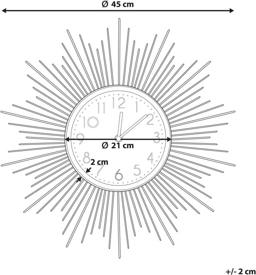 Beliani Sieninis laikrodis SOLURA 45 cm, metalinis, auksinis