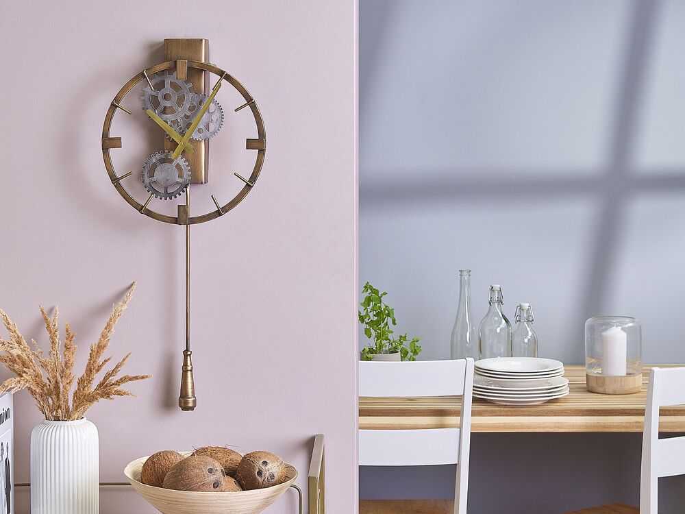 Beliani Sieninis laikrodis MARCOTE 30 cm metalinis auksinis