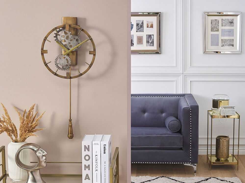Beliani Sieninis laikrodis MARCOTE 30 cm metalinis auksinis