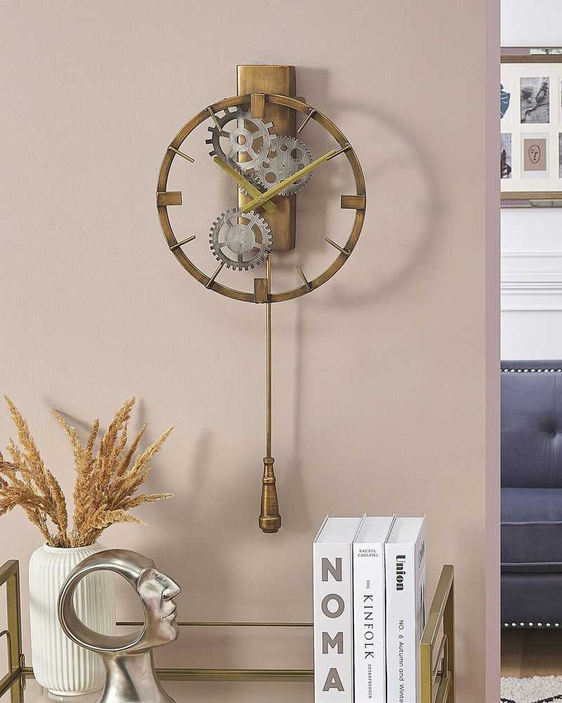 Beliani Sieninis laikrodis MARCOTE 30 cm metalinis auksinis