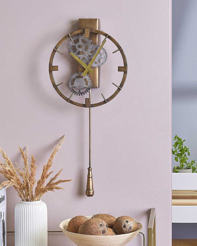 Beliani Sieninis laikrodis MARCOTE 30 cm metalinis auksinis
