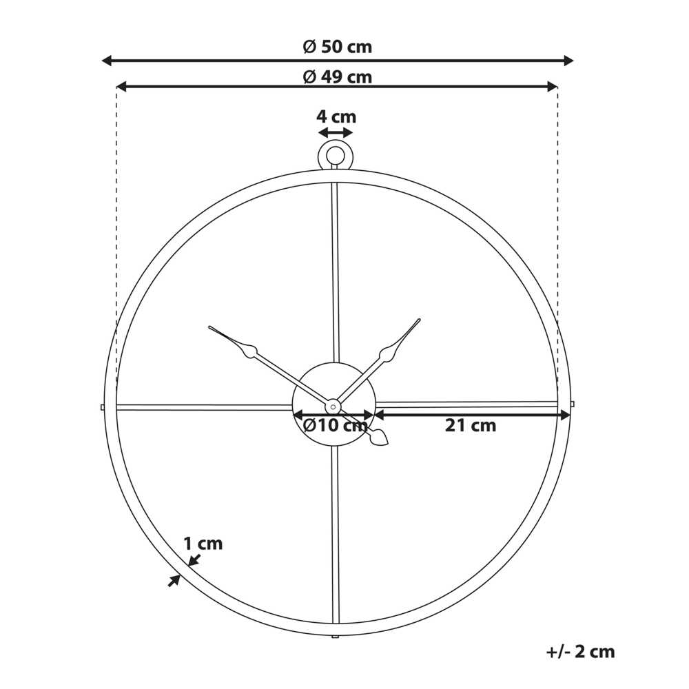 Beliani Sieninis laikrodis ZUCHWIL 50 cm metalinis auksinis