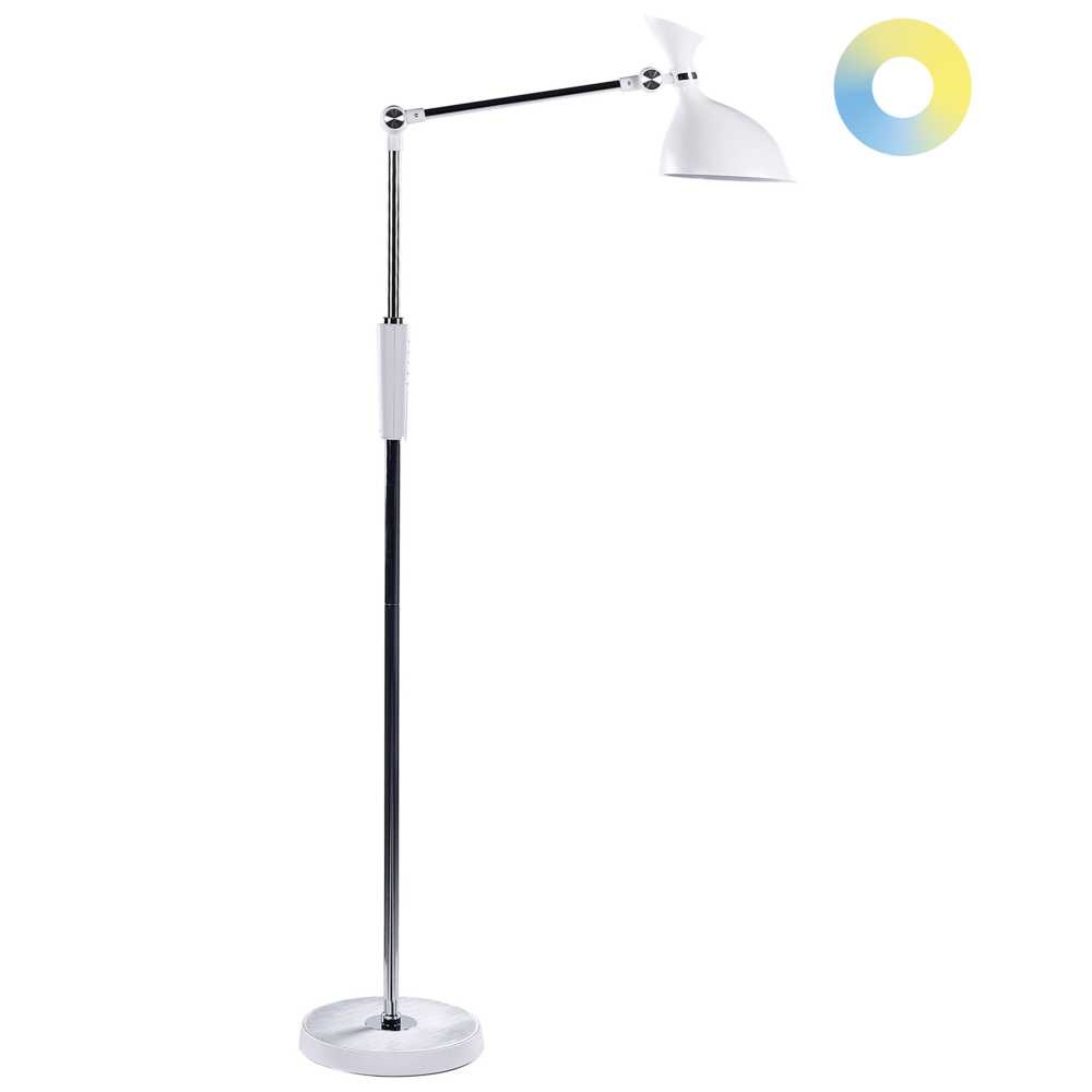 Beliani LED toršeras ANDROMEDA su reguliatoriumi, metalinis, baltas