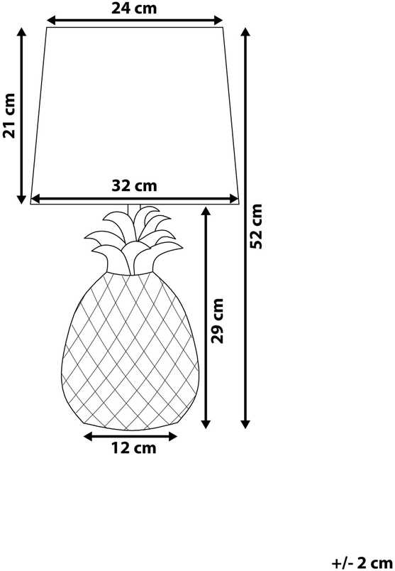 Beliani Stalinė lempa PINEAPPLE keramikinė auksinė