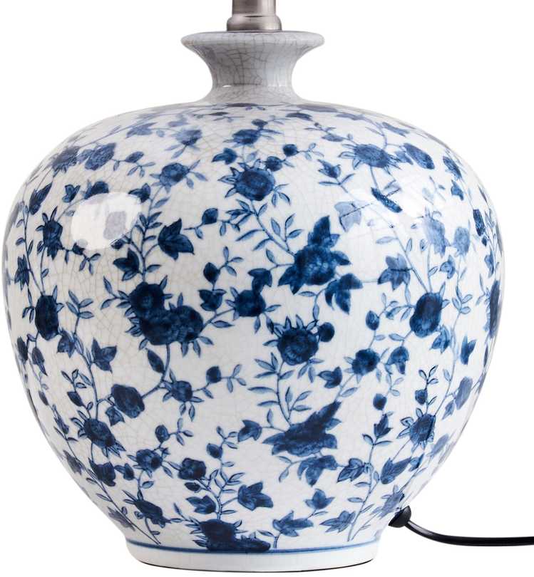 Beliani Stalinė lempa SILVES Porcelanas Balta/Mėlyna