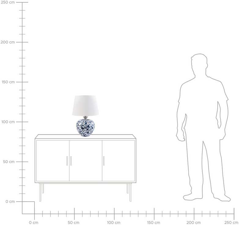 Beliani Stalinė lempa SILVES Porcelanas Balta/Mėlyna
