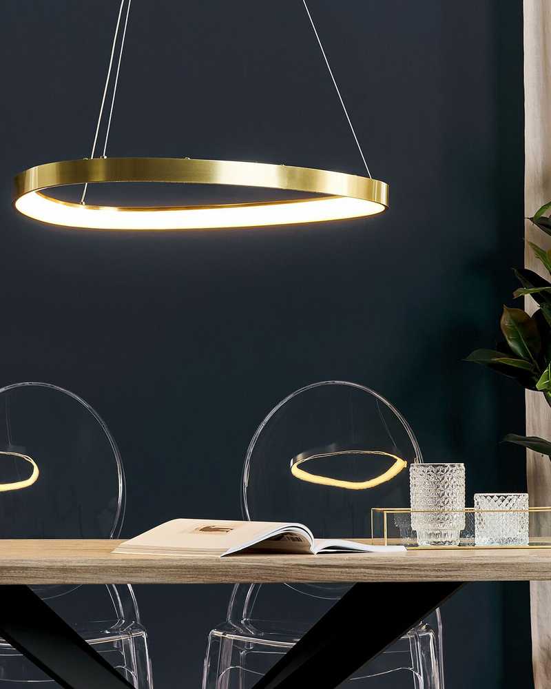 Beliani LED pakabinamas šviestuvas KRABURI metalinis auksinis