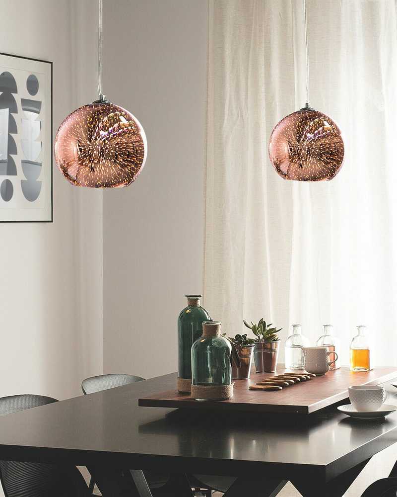 Beliani Pakabinamas šviestuvas SESSERA, stiklinis, varinis