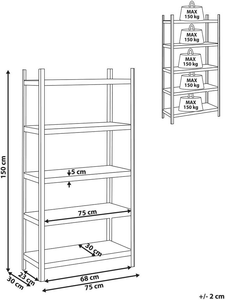Beliani Sandėliavimo lentyna XITTA Metal 150 cm 75 cm Sidabrinė