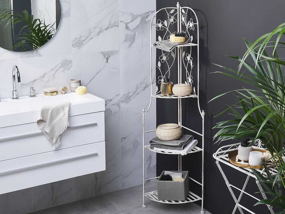 Beliani Kampinė lentyna BIELLA metalinė 158 cm 35 cm balta