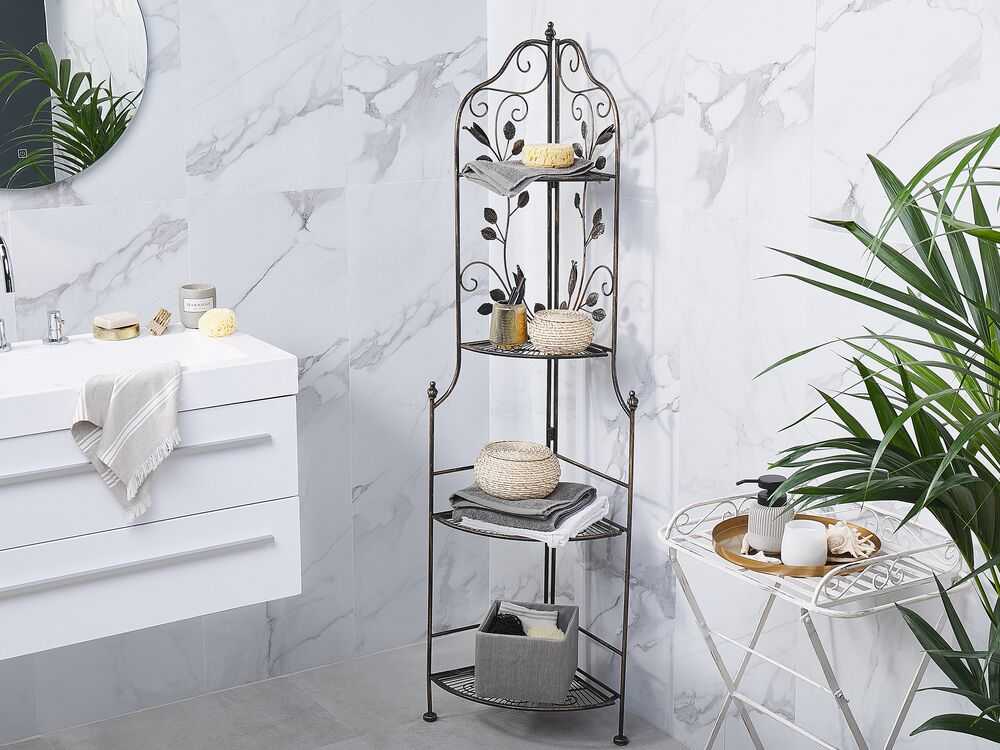 Beliani Kampinė lentyna SIDERNO Metal 158 cm 35 cm Juoda