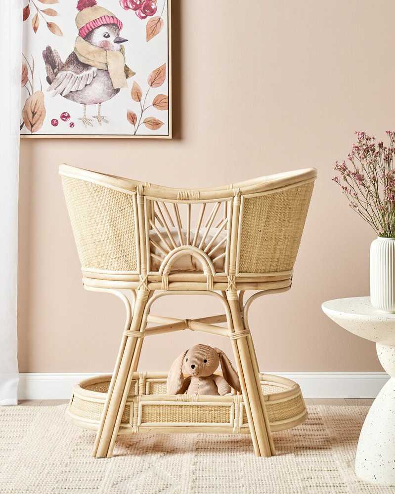 Lova Beliani Vaikiška lovelė Rattan LAGRASSE 50 x 70 cm natūrali