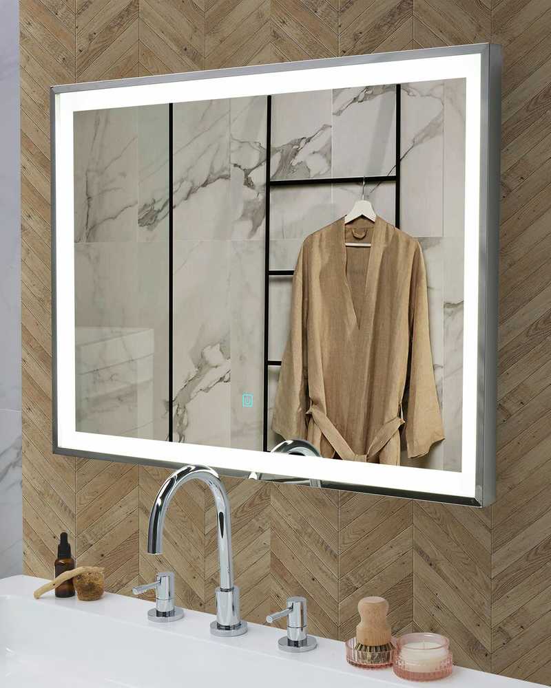 Beliani Vonios veidrodis su LED apšvietimu ARGENS 80 cm 60 cm sidabrinis