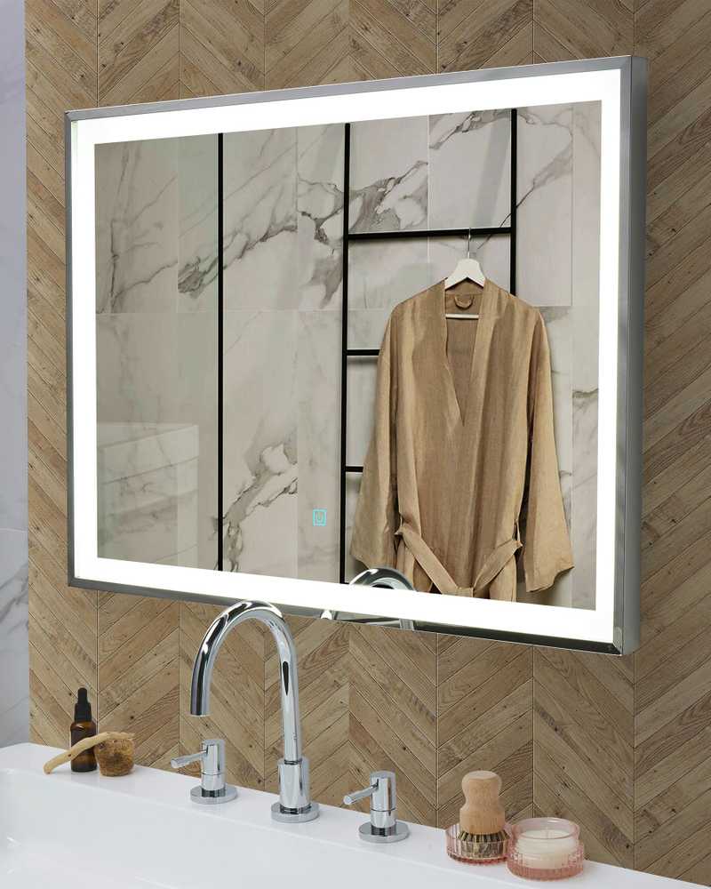 Beliani Vonios veidrodis su LED apšvietimu ARGENS 80 cm 60 cm sidabrinis