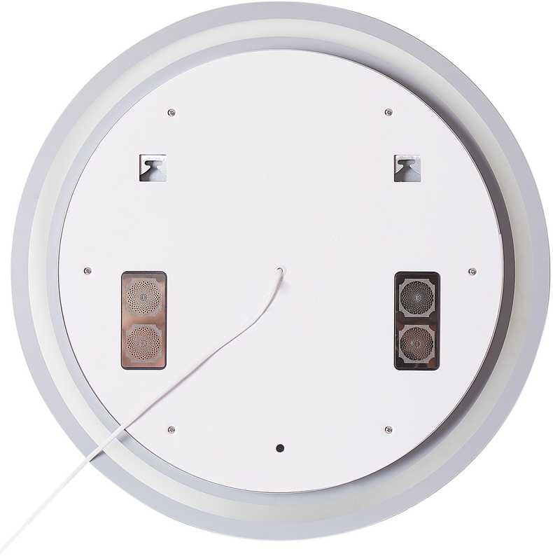 Beliani Vonios veidrodis su LED apšvietimu BROGNON 60 cm, integruotas „Bluetooth“ garsiakalbis, sidabrinis