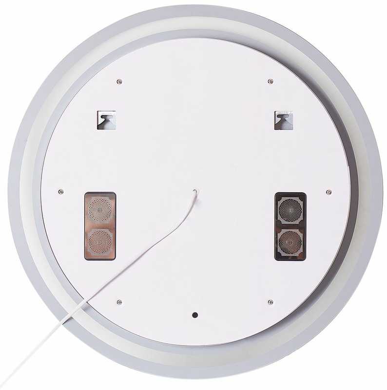 Beliani Vonios veidrodis su LED apšvietimu BROGNON 60 cm, integruotas „Bluetooth“ garsiakalbis, sidabrinis
