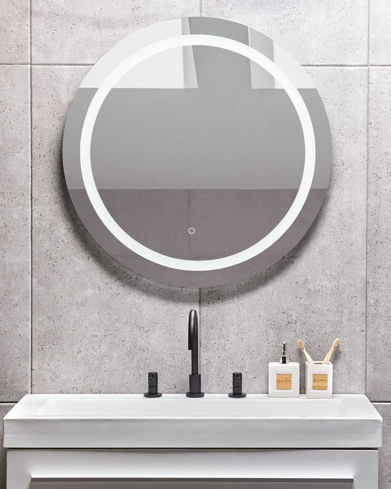 Beliani Voninis veidrodis LED COURSEULLES 79 cm 79 cm sidabrinis