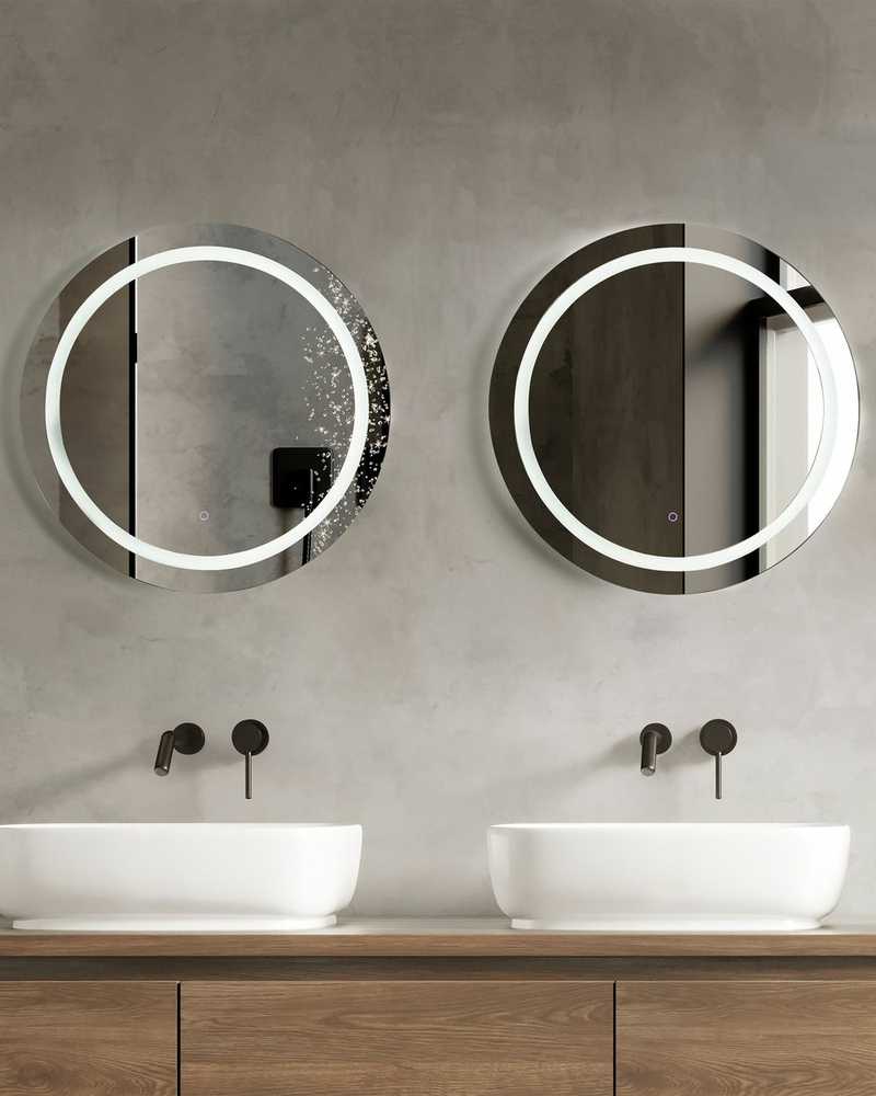 Beliani Voninis veidrodis LED COURSEULLES 79 cm 79 cm sidabrinis