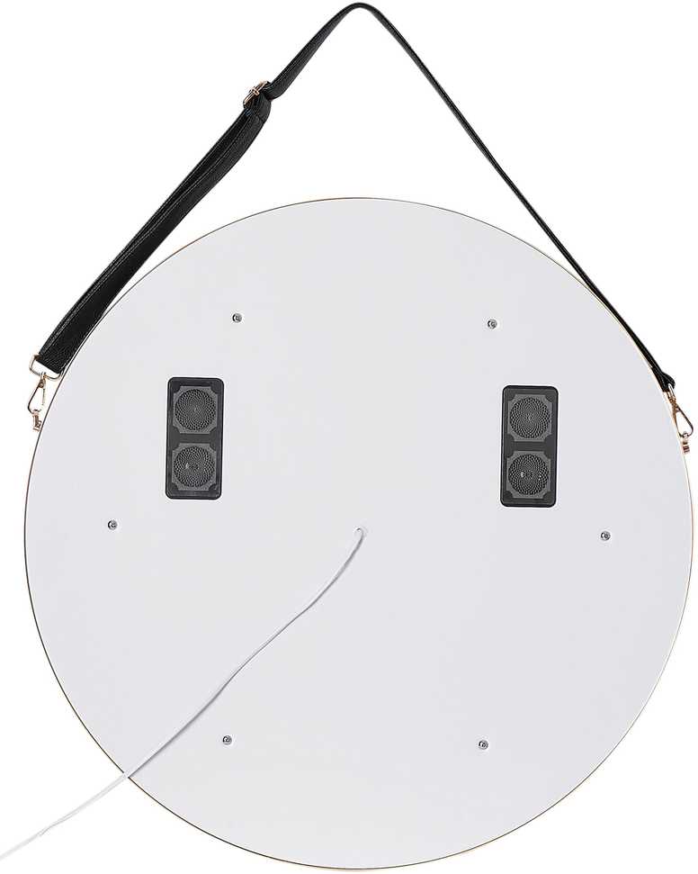 Beliani LED vonios veidrodis DAROIS 60 cm x 60 cm su integruotu Bluetooth garsiakalbiu, auksinis