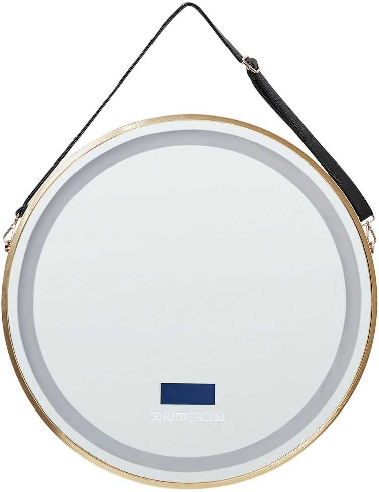 Beliani LED vonios veidrodis DAROIS 60 cm x 60 cm su integruotu Bluetooth garsiakalbiu, auksinis