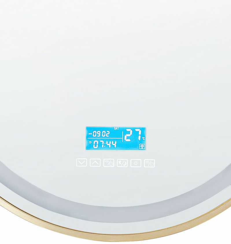 Beliani LED vonios veidrodis DAROIS 60 cm x 60 cm su integruotu Bluetooth garsiakalbiu, auksinis