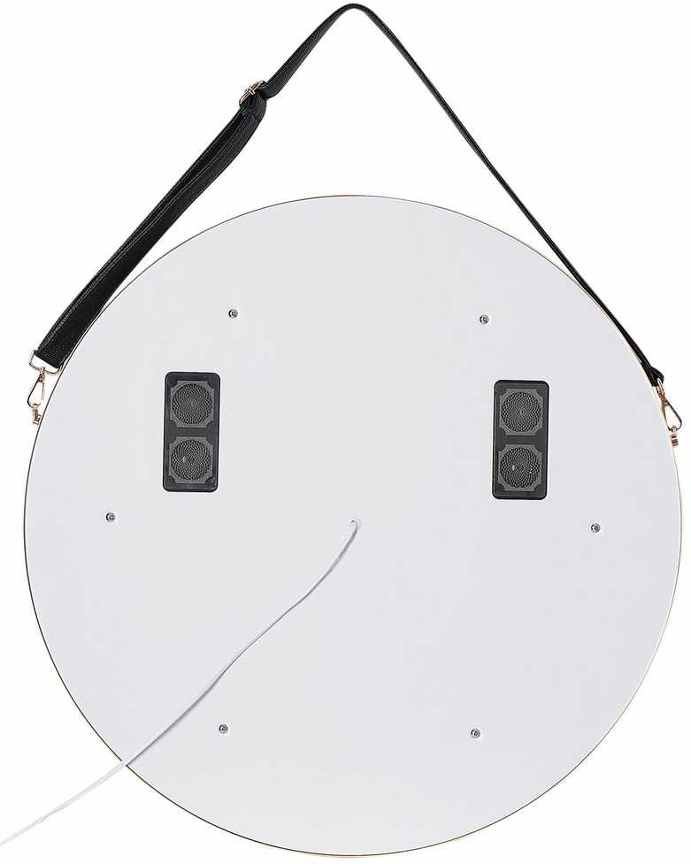 Beliani LED vonios veidrodis DAROIS 60 cm x 60 cm su integruotu Bluetooth garsiakalbiu, auksinis