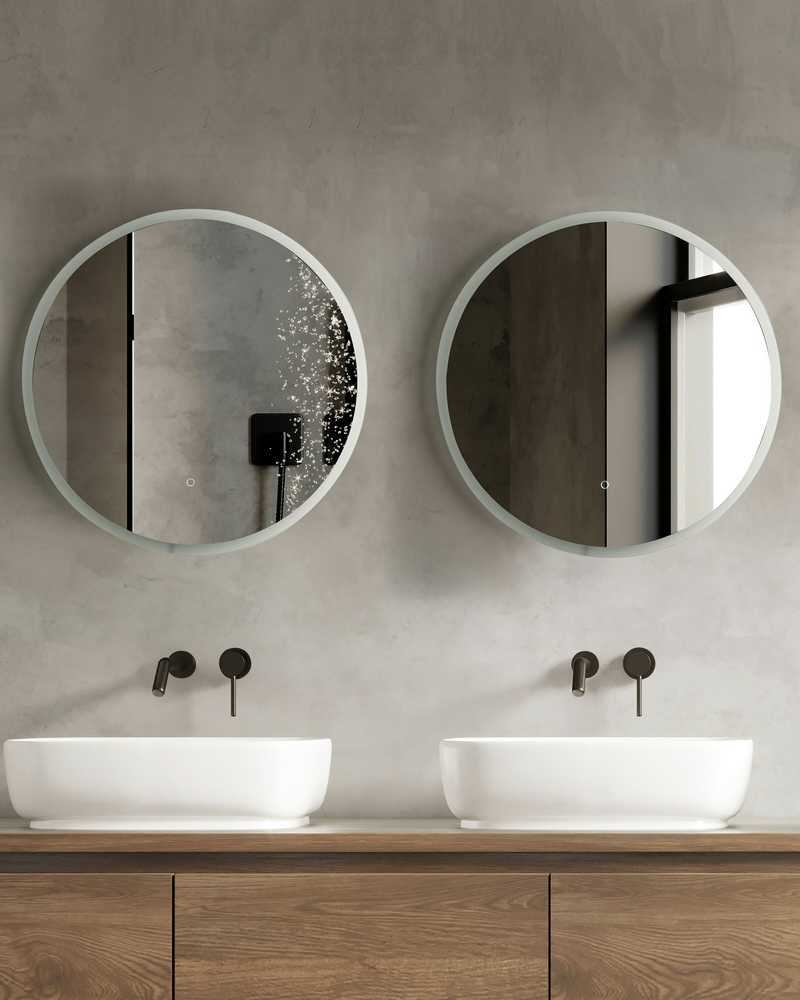 Beliani Vonios veidrodis LED DEAUVILLE 79 cm 79 cm sidabrinis