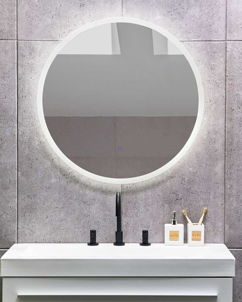Beliani Vonios veidrodis LED DEAUVILLE 79 cm 79 cm sidabrinis