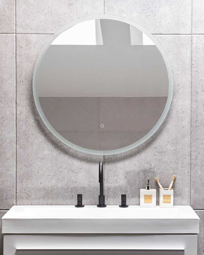 Beliani Vonios veidrodis LED DEAUVILLE 79 cm 79 cm sidabrinis