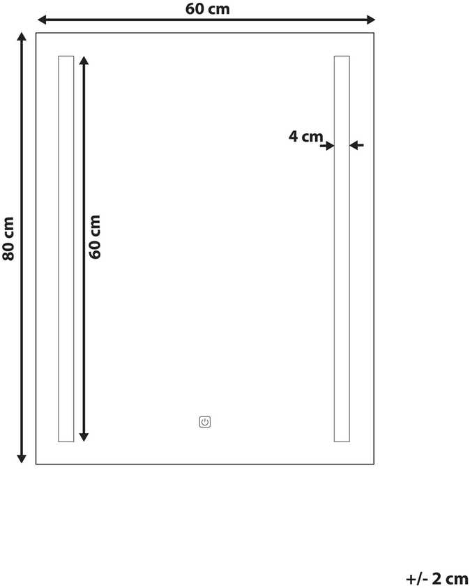 Beliani Vonios kambario veidrodis su LED apšvietimu MARTINET 60 cm 80 cm, sidabrinis
