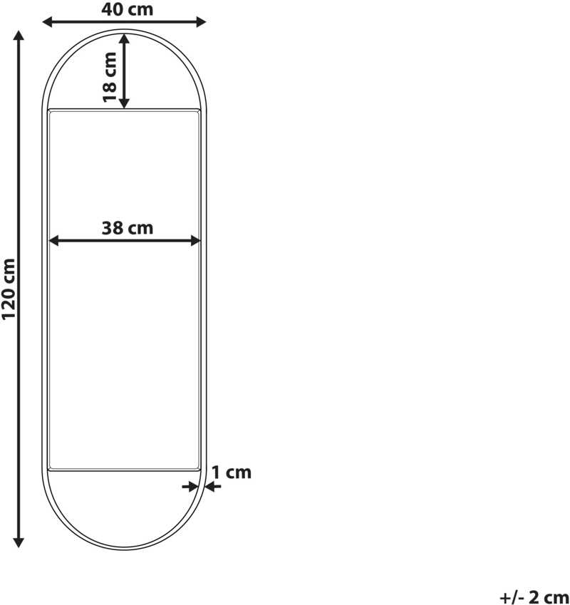 Beliani Sieninis veidrodis VALLERY 40 cm 120 cm metalinis juodas