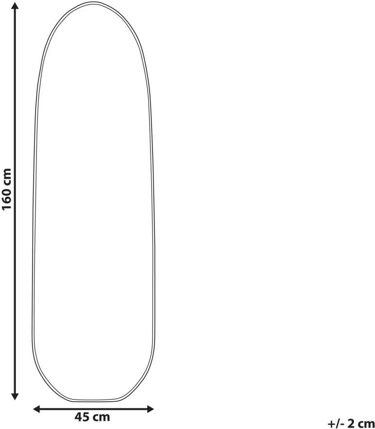 Beliani Sieninis veidrodis DARNETS 45 cm 160 cm metalinis juodas