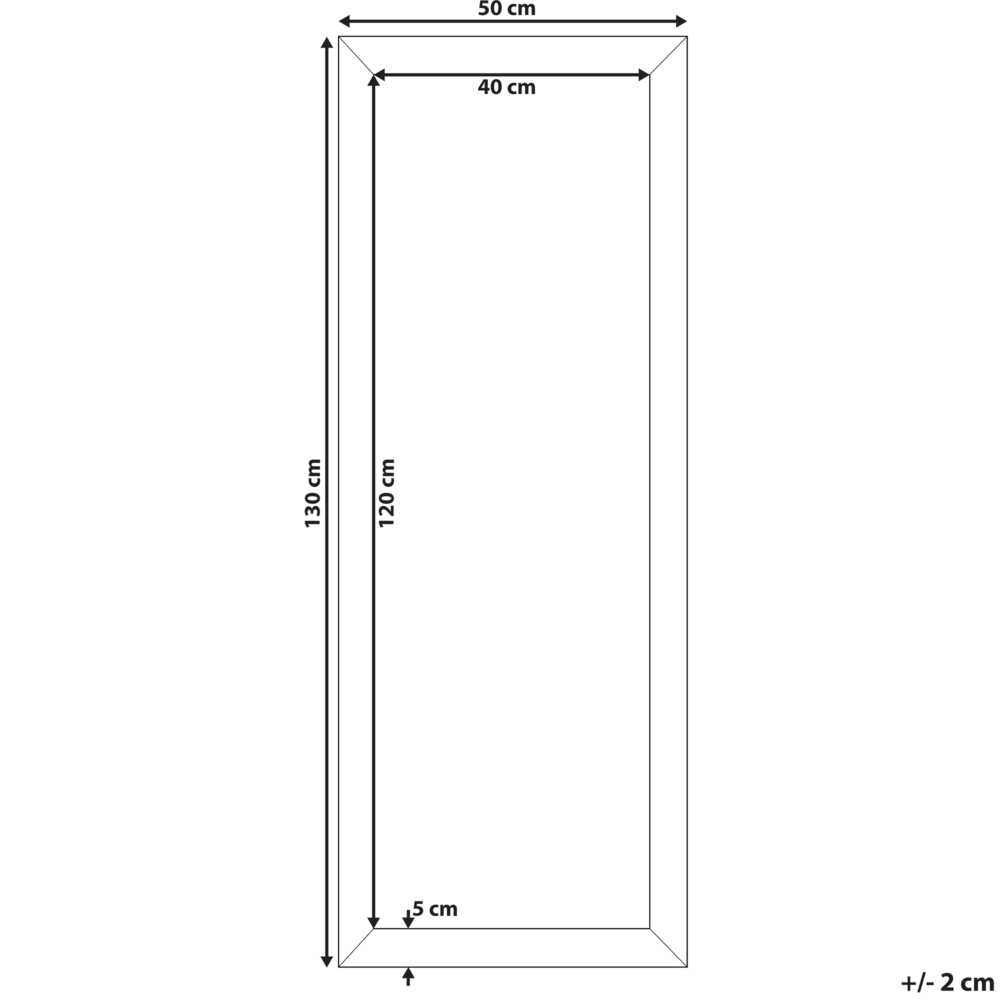 Beliani AJACCIO sieninis veidrodis 50 cm 130 cm sidabrinis