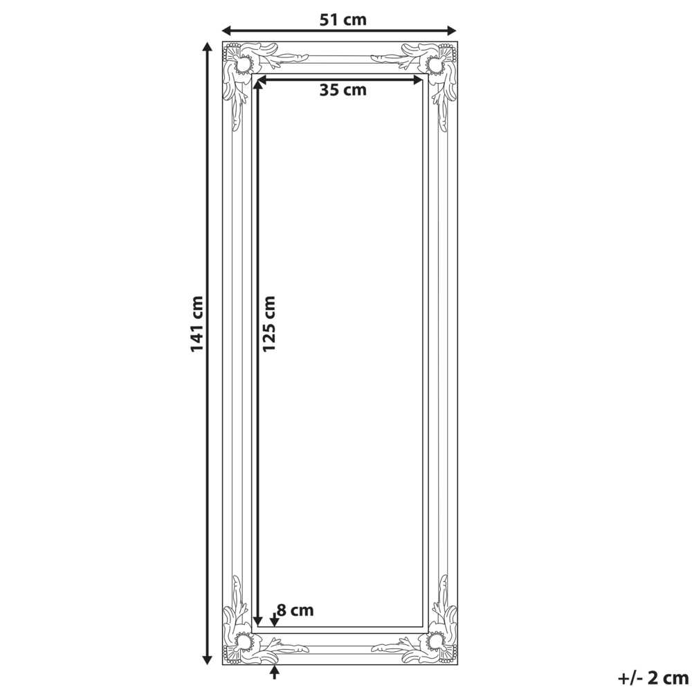 Beliani Sieninis veidrodis VARS 51 cm 141 cm baltas