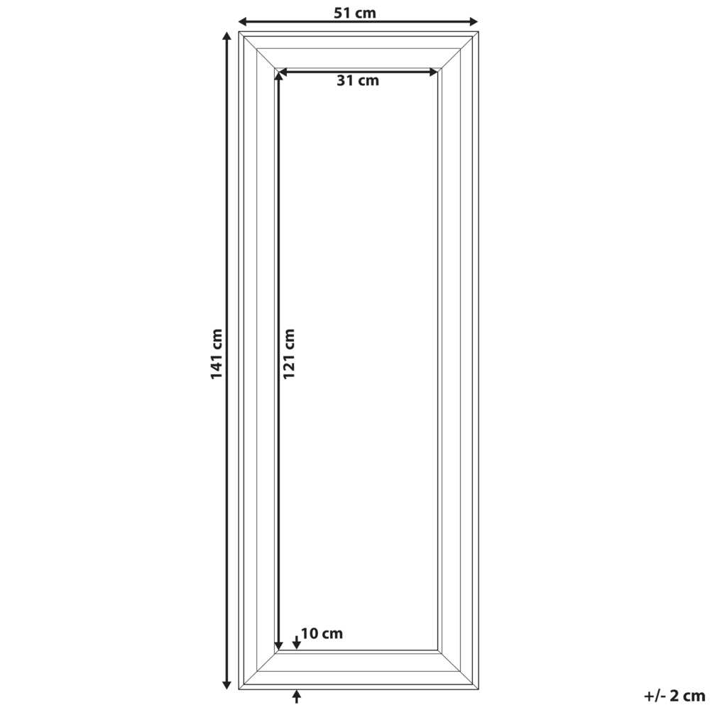 Beliani Sieninis veidrodis LUNEL 51 cm 141 cm baltas