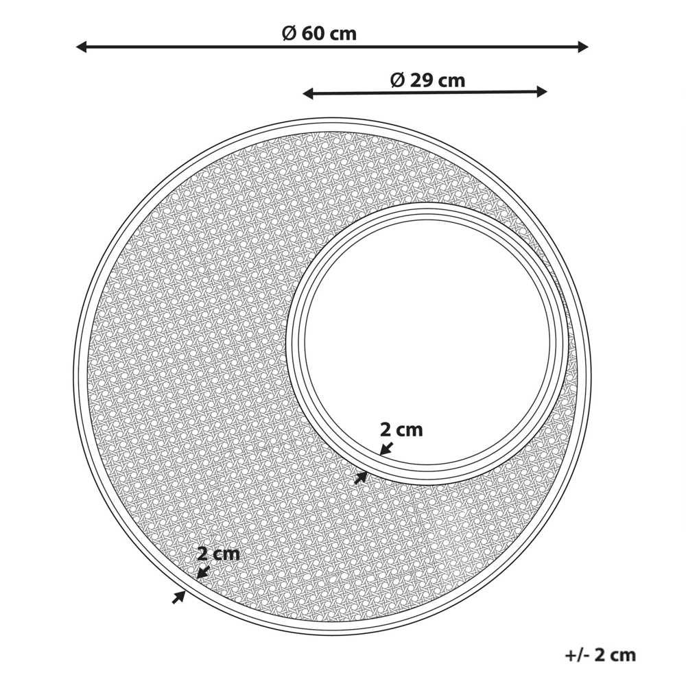 Beliani Sieninis veidrodis PALAU 60 cm rotango spalvos