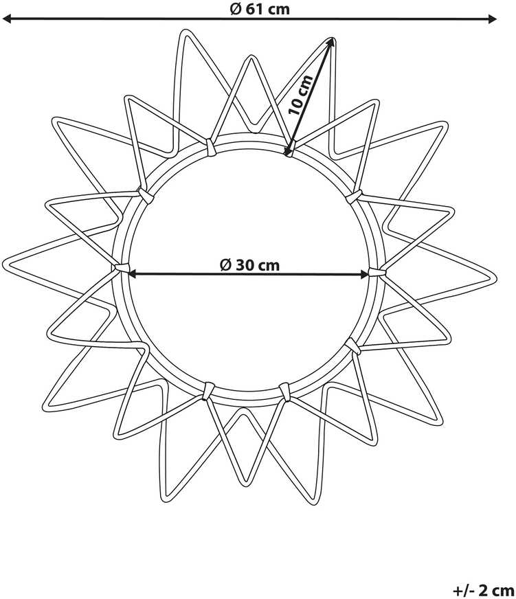 Beliani Sieninis veidrodis AROEK 61 cm, rotanas, juodas